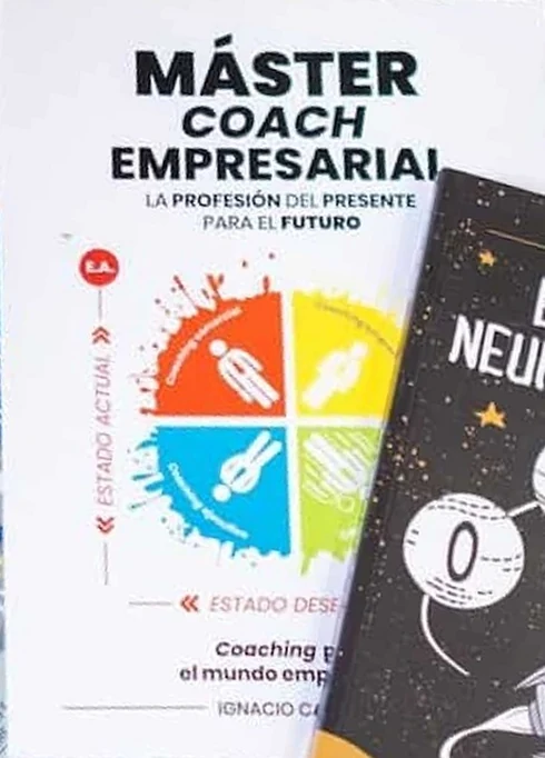 Portada blanca del libro Máster Coach Empresarial. La profesión del presente para el futuro, de Ignacio Campoy, con los cuatro cuadrantes de colores